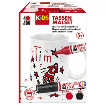  Marabu KiDS Porcelain & Glas filctoll szett - 2 db filc + bögre, fiúknak