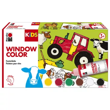   Marabu KiDS Window Color üvegmatrica festék szett - "Farmer", 6 x 80 ml