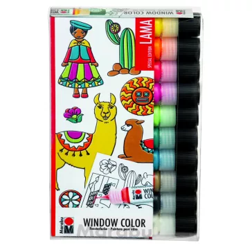   Marabu Window Color üvegmatrica festék szett - "Láma", 10 x 25 ml
