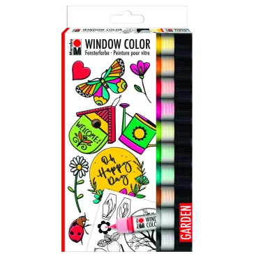   Marabu Window Color üvegmatrica festék szett - "Kert", 10 x 25 ml
