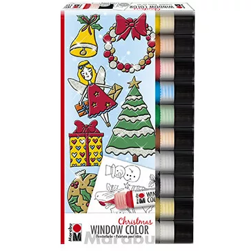   Marabu Window Color üvegmatrica festék szett - "Karácsony", 10 x 25 ml
