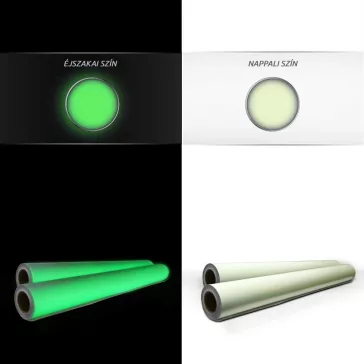   Foszforeszkáló öntapadó fólia - neonzöld, PET, transzparens, 120 cm